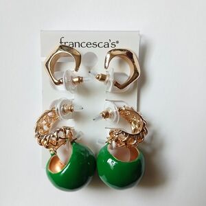 Francesca's Green and Gold Earrings